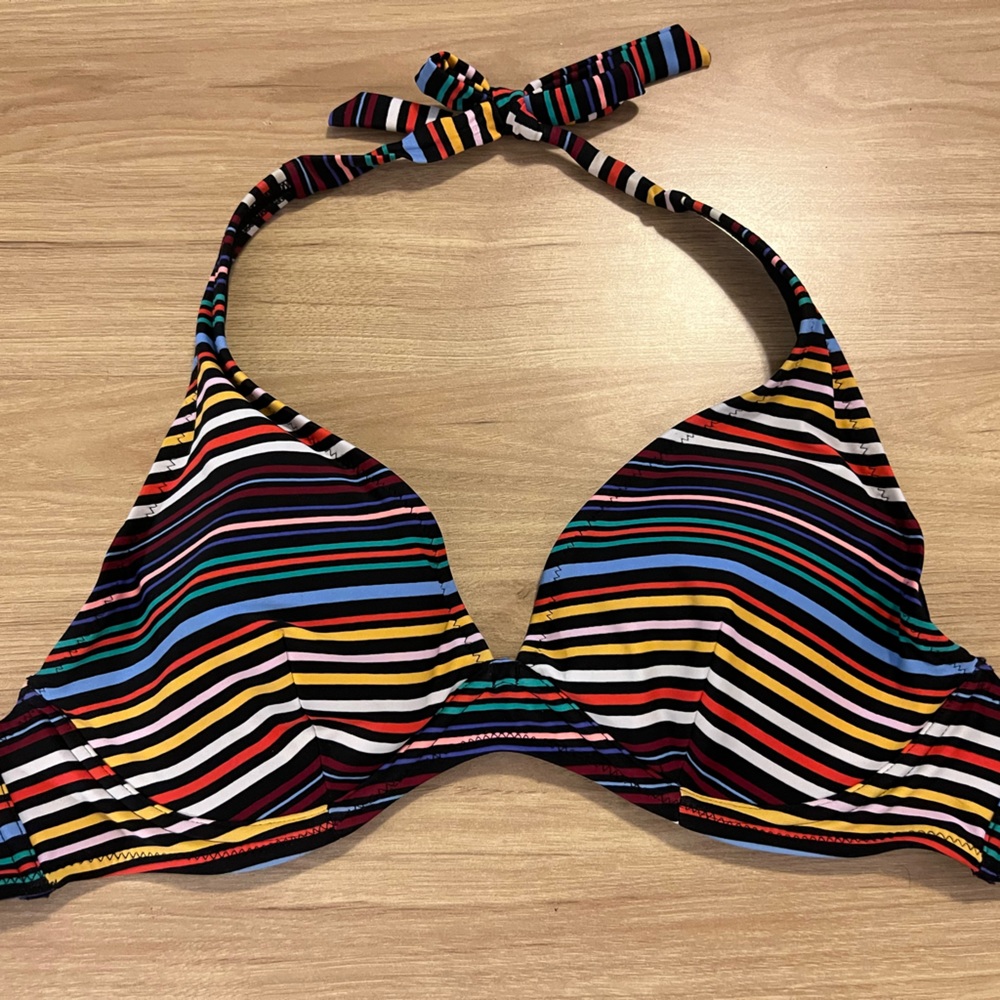 Multi color stripe bikini top NWOT